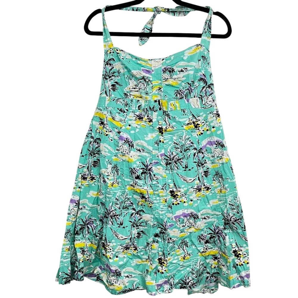 Mimi Maternity Aqua Halter Floral Vacation Beach Print Casual Summer Dress sz L